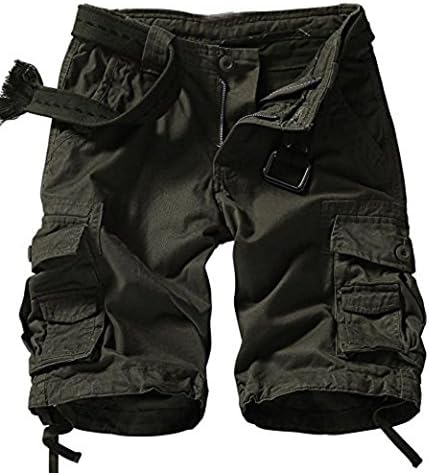 Eshal Fashion Men's Army Twill Combat Pants 6 Pockets Causal Trouser &amp; Cargo Shorts (32, Army Green)