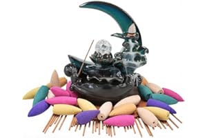 BUITHAFU Quemador de incienso de cerámica con forma de cascada, soporte de incienso de reflujo con pinzas, esterilla para yoga, meditación y decoración del hogar