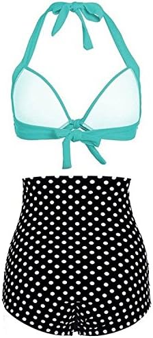 Gigileer Women Vintage 50s Pinup Rockabilly High Waist Retro Bikini Swimsuit Set-Halterneck