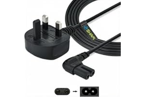 SHAFI Figure 8 Power Lead 5M - 2-Pin 90 Degree Angle IEC C7 Universal UK Plug Power Cable - Compatible with PS5, Xbox Series X, Smart LED TV, Samsung, LG, Sony TVs