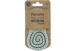 PONETTE NATURAL - Cepillo de Pelo de Viaje ECO Compact Ecológico Desenredante Antitirones Color Verde, Cepillo Masajeador, Fabricado con Fibra Natural de Trigo, 100% Reciclable, Marca Española