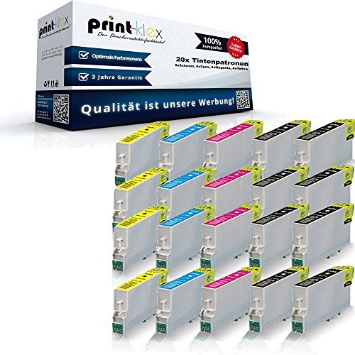 20x XL Tintenpatronen für Epson Stylus D 68 D68PE D 88 D88 PE D 88 Plus DX 3850 DX 3850 Plus DX 4200 DX 4250 DX 4800 DX 4850 DX 4850 Plus - 8x Black, 4x Cyan, 4x Magenta, 4x Yellow