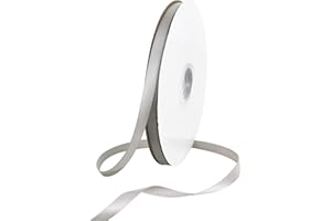TONIFUL Rouleau de ruban de satin 1cm X 91M argent fin et solide pour emballage cadeau, invitation, ballons de cheveux floraux, artisanat, couture, fête, mariage, décoration de Saint-Valentin