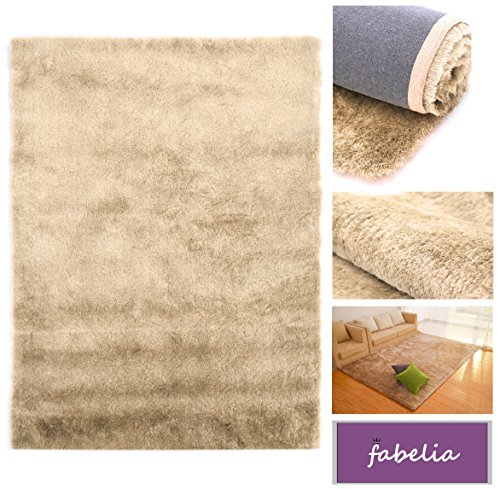 Fabelia Alfombra de Pelo Largo Gentle Lujo Beige/Crema, Beige/Crema, 10 x 10 cm