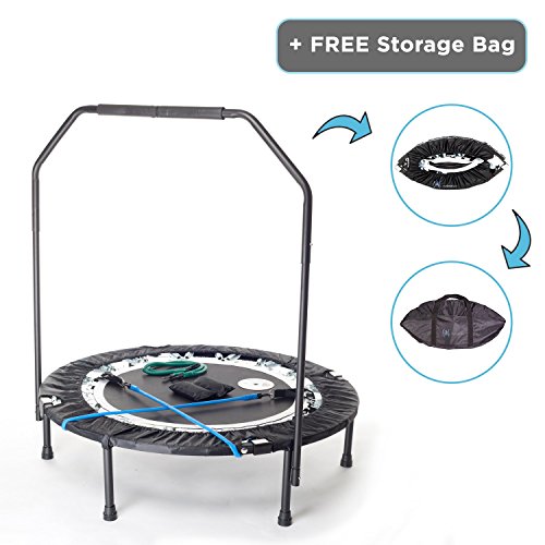 MaXimus Pro Falt Rebounder Mini-Trampolin inkl. Tragetasche, Workout-DVD (in Englisch), Haltestange, Expander und Sandgewichten - 7
