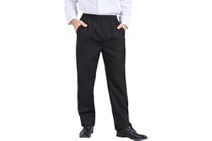 Nanxson Professionali Pantalone Cuoco Uomo Cotone Pantaloni da Chef Elastico Pantaloni da Lavoro