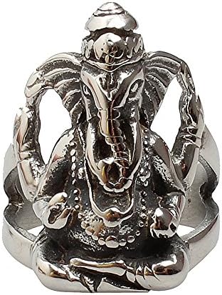 Guyueyi Punk gothic rock personality mens ring elephant elephant Buddha titanium stainless steel rings for man