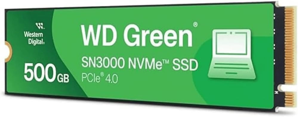 Western Digital Green SN3000 NVMe 500 GB (5.000 MB/sn'ye kadar okuma 4.000 MB/sn'ye kadar yazma) - WDS500G4G0E