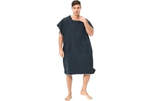 EHUIHUAN Poncho de Surf, 110 x 90 cm, Toalla de Poncho Adultos Microfibra con Capucha Bolsillo, Poncho Playa para Cambiar Mujer Hombre, Albornoz Natacion para Deporte Acuático Baño, Secado Rápido (Negro)