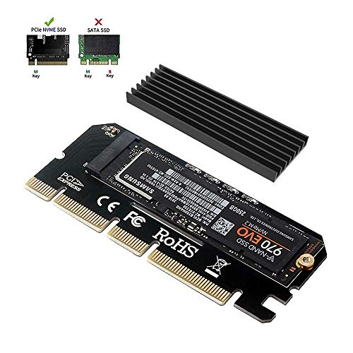 6amLifestyle M2 NVME PCIe Adapter Adattatore per SSD x16 PCI Express 3.0 con Alluminio Dissipatore di Calore Supporto PCIe x4 x8 x16 Slot Adatta M.2 PCIe Nvme M Key SSD 2230 2242 2260 2260 2280