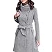 Produktbild Honestyi Womens Winter Revers Wollmantel Trench Jacke Langarm Mantel Outwear Button Gürtel Langarm Woll Top Wolljacke(Grau,XL)
