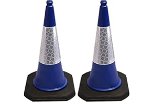 STREET SOLUTIONS UK Street Solutions - 2 x 750mm Premium Quality Traffic Safety Raod Cones - Self Weighted - Strong and Durable - with Extremely Low Centre of Gravity Blue