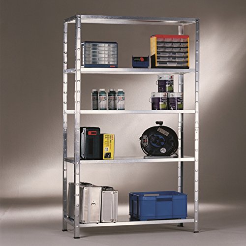 Regal Steckregal verzinkt Metall 200x100x50cm Regalsystem Steckregalsystem 4 Metall-Böden Traglast 280kg einfache Montage durch Stecksystem kein Verschrauben Schulte - 2