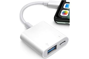 AZUXREZA Adattatore fotocamera da Lightning a USB, per iPhone iPad, OTG per lettore di schede, unità flash USB,U Disk,tastiera,mouse,hub,MIDI,Plug & Play