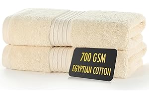 ALSAP Butter Cream Hand Towels Pack of 2 - Ultra Soft Super Absorbent 700 GSM Egyptian Cotton Towels - Bathroom Linen Sets - Luxury Hotel Quality Cotton Hand Towels Set Convenient Size 50x85 cm