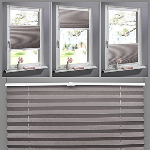SHINY HOME 60*130cm Klemmträger Rollo Plissee Verspannt Klemmfix Ohne Bohren Verdunkelung Jalousie Kaffee - 8