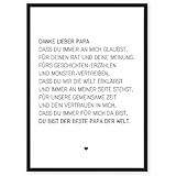 Danke lieber Papa - einzigartiger Kunstdruck mit Spruch auf wunderbarem Hahnemühle Papier DIN A4 (optional A3 und A2) -ohne Rahmen- schwarz-weiß - Typografie Wandbild Fine-Art-Print Dekoration Geschenk Geschenkidee Bild Poster Plakat Home Deko shabby chic vintage retro - Bester Vater