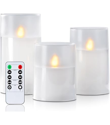 Bougies Sans Flamme étanches Lot De 3 Bougies LED Homemory - Étanches IPX5 Avec Télécommande - 10.2/12.7/15.2cm Ivoire Bougie Led