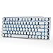 Produktbild Verdrahtete Mechanische Spieltastatur Eisblau Hintergrundbeleuchtung Mit Cherry MX Rote Schalter Steampunk Retro Vintage Schreibmaschine Style Keycaps 82 Tasten Mini Keyboard Weiß Silber Magicforce von Qisan