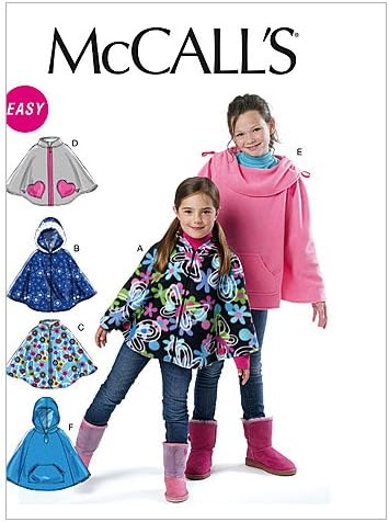McCall'sPatterns M6431 Size CZ Medium - Large - Extra-Large Children's/ Girls' Ponchos, Pack of 1, White