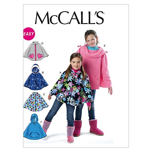 McCall'sPatterns M6431 Size CZ Medium - Large - Extra-Large Children's/ Girls' Ponchos, Pack of 1, White