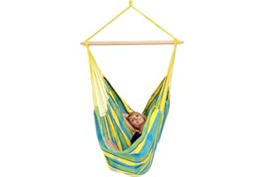 ‎AMAZONAS AMAZONAS - XL Hängesessel Brasil | Hängesessel ohne Gestell mit großer Sitzfläche, handgefertigt in Brasilien | Belastbar bis 150 kg; Sitzfläche 1,6m x 1,3m; Stablänge 1,1m | Farbe: Lemon