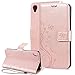 Produktbild SMART LEGEND Sony Xperia XA Lederhülle Schmetterling Weinstock Premium Schutzhülle Wallet Case Rosegold Muster Design Etui Brieftasche Ledertasche mit Handschlaufe Neu Zubehör im Bookstyle Cover Schale mit Ständer Standfunktion Etui Karten Slot und Magnetverschluss Flip Case