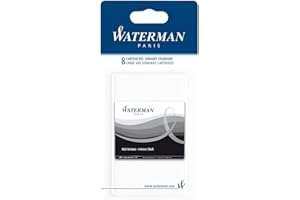 Waterman cartucce di inchiostro per penna stilografica | lunghe | nero intenso | 8 pezzi | confezione in blister