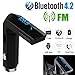 Produktbild Xshuai Noise Reduction Bluetooth 4.2 FM Transmitter Wireless MP3 TF Radio Adapter USB Ladegerät Car Kit Kompatibel mit allen Bluetooth-fähigen Geräten wie iPhone, Ipad, Samsung, LG, HTC Smartphones, Tabletten (Schwarz)