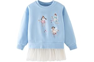 LitBud Sudaderas para Niñas Unicornio Sweatshirt Camiseta Manga Larga Cuello Redondo Jersey Pullover Ropa para Niña 1-7 años