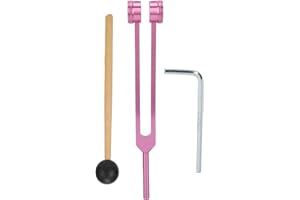 FYEARFLY Juego de diapasones de aleación de aluminio con llave Allen, martillo pequeño, 128 Hz, proceso de pintura, color rosa