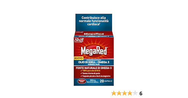 Megared Olio di Krill, Omega3, 500 mg, 20 Capsule : Amazon.it: Salute e  cura della persona
