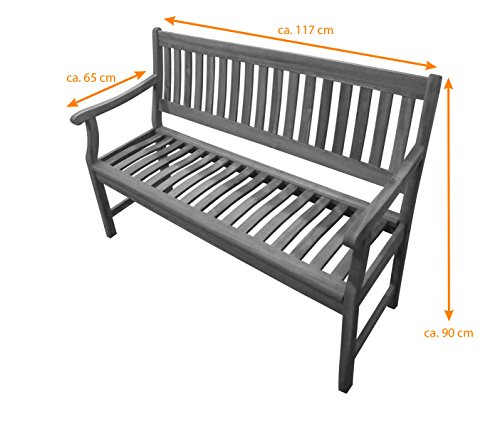 SAM® Akazie-Sitzbank New Jersey, massive Gartenbank für bis zu 2 Personen, Holzbank mit Armlehnen, ideal für Garten Terrasse Balkon und Wintergarten, FSC® 100% zertifiziert - 5