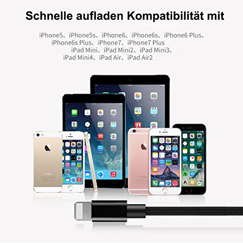 Nylon Kabel 3 2m Ladekabel f  r iPhone Verbindungskabel Lightning haltbar Datenkabel f  r Apple iPhone X 8 8 Plus 7 6 Plus 7 6  5 5S 6S  iPad 4 iPad M