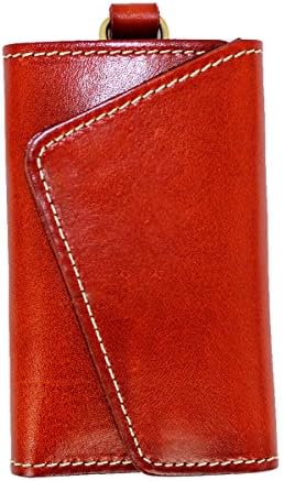 Kingtrot Leather Key Case Pouch Key Chain Wallet Metal Key Ring Hook Croc Gift Package (Tan)