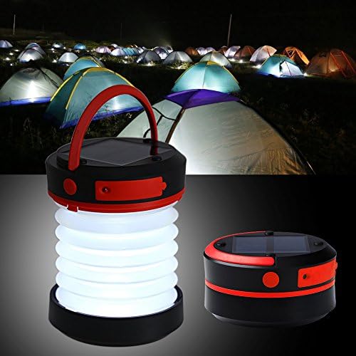 YIDULA LED Camping Lantern Lights Solar Powered or USB Charging Rechargeable Collapsible Emergency Flashlight Portable Tent Lantern Lamp for Hiking Fishing Indoor Outdoor Use