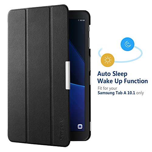 [Neue Version] Galaxy Tab A 10.1 Hülle Case, Simpeak Ultra Dünn Tab A 10.1 Holster, mit Standfunktion und Auto Sleep / Wake Up Funktion Slim Leder Schutzhülle Perfekt Geeignet für Samsung Tab A 10.1 (2016) Wi-Fi/ LTE T580N/ T585N Tablet (Schwarz, Ultra Dünn) - 4