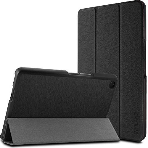 ASUS ZenPad Z8 / ZenPad 3 8.0 Hülle, Infiland Ultra Dünn Tri-Fold Smart-Muschel PU Leder Ultra Schlank Superleicht Ständer Smart Shell Cover Schutzhülle Etui Tasche für ZenPad Z8 ZT581KL / ZenPad 3 8.0 Z581KL 20,06 cm (7,9 Zoll) Tablet-PC (mit Auto Schlaf / Wach Funktion）(Schwarz)