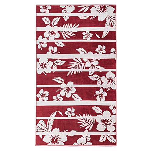 So My Home Toalla de Playa Terciopelo 100 x 180 cm, 100% Algodón, 380 g/m2/Diseño Palmera