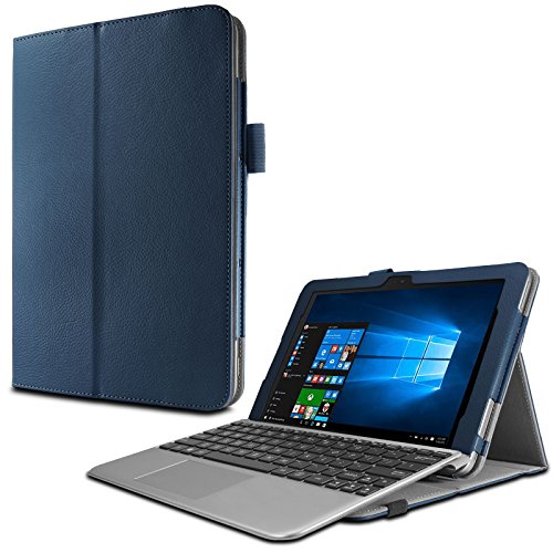 Asus Transformer Mini T102HA Hülle Case -Infiland Slim Fit Folio PU-lederne dünne Kunstleder Schutzhülle Cover Tasche für Asus Transformer Mini T102HA Tablet-PC (mit Auto Schlaf / Wach Funktion, Tablet und Tastatur sind nicht entgehaltet)(Dunkleblau)