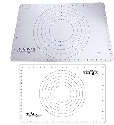 De Buyer 4937.60 Tapis Silicone avec Graduations et Repères Cercles pour étaler la pâte à tarte - 60 x 40 cm