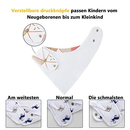 4er Baby Dreieckstuch Lätzchen Spucktuch Mit Druckknöpfen Multifunctional, von Future Founder - 4