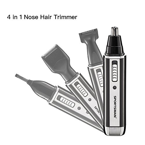 Nose Trimmer, [Newest Version] 4 in 1 Rechargeable Nose Ear Trimmer/Nose Hair Trimmer/Beard Trimmer/Sideburn Trimmer/Eyebrow Trimmer Stainless Steel&Water Resistant with Wet/Dry&Vacuum Cleaning System (Black)