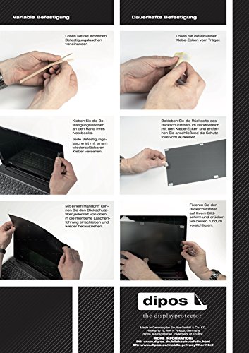 dipos 23.8 Zoll Wide 528×297 mm Blickschutzfilter – Premium Blickschutzfilter für Monitor, Laptop und weitere Anwendungsbereiche - 6