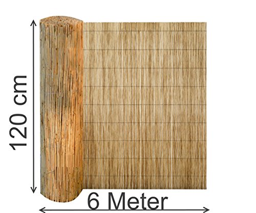 Sichtschutz 600 cm lang aus Schilfrohr Wind-schutz Schilfmatte Schilfrohrmatte Blickschutz für Balkon (120 cm H x 600 cm L)