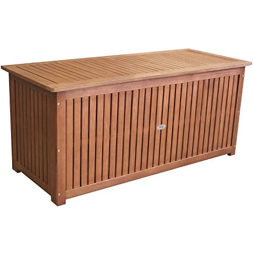 Wohaga® Gartenbox 133x58x55cm inkl. Innenplane Auflagenbox Kissenbox Gartentruhe Holztruhe Hartholz Akazie Auflagentruhe Sitztruhe - 3