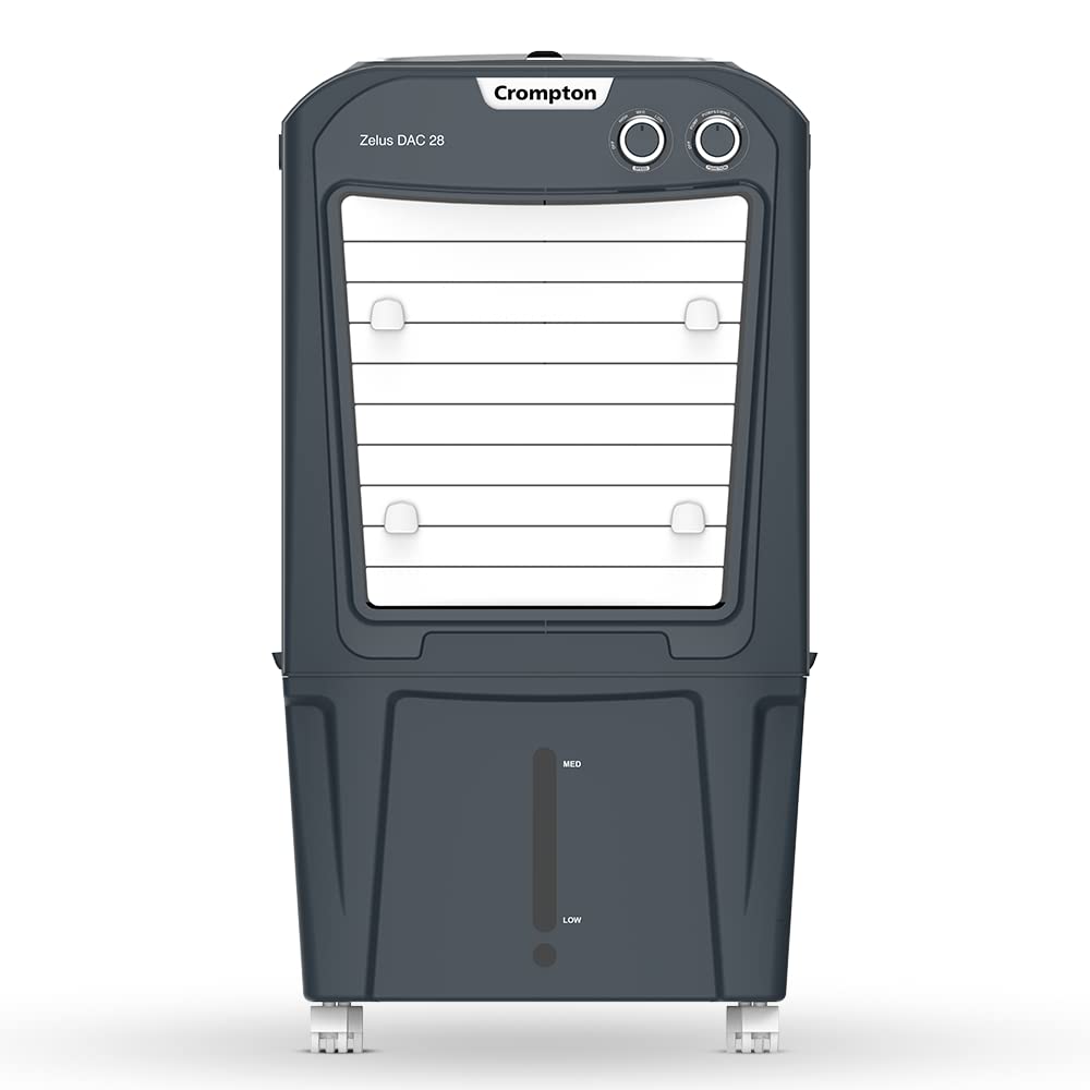 Crompton Zelus DAC Desert Air Cooler- 28L, with Everlast Pump, 4-Way Air Deflection and Honeycomb pads, Grey, (ACGC-ZELUSDAC2
