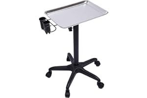CUCUMMOO Salon Barber Trolleys Carrello da parrucchiere Rolling Tray Altezza Regolabile Carrello in Alluminio Professionale Salone di Bellezza Tray Cart Tool Holder