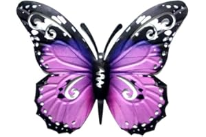 SHARHARGE Grande farfalla da giardino in metallo, decorazione da parete per esterni, decorazione da parete per esterni, giardino, capanno, recinzioni, decorazioni da appendere alla parete (viola)