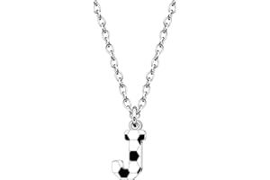 Astellea Football Gifts for Girls Boys Initial Necklace for Soccer Players Lovers Coach Fashion Football Letter Necklace Christmas Birthday Party Jewelry Present for Son Daughter Teenage